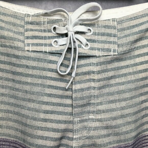 Ezekiel Mens Board Shorts size 30 Gray Purple Striped Polyester Spandex Stretch - Picture 7 of 10